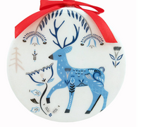 Blue Deer Glass Ornament