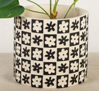 Checkers and Flowers Pot
