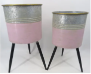 Pink Dip Planters on Stands
