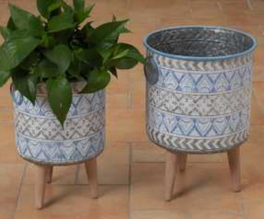 Wood Stand Footed Pot