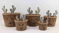 Reindeer Wood Pot