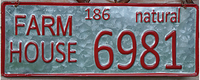 Farmhouse License Plate